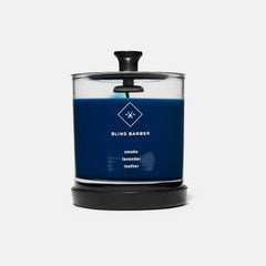 Blind Barber Tompkins hand poured candle from NYC studio signals premium quality.