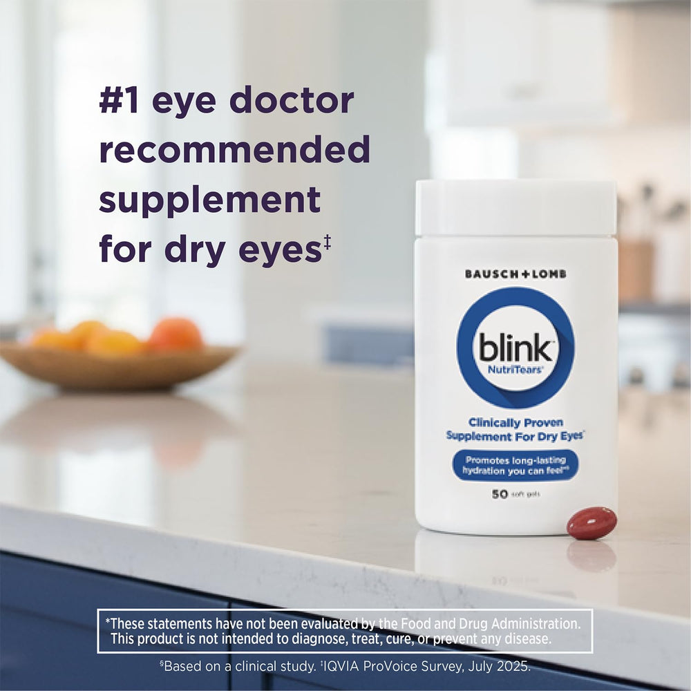 Blink NutriTears label design featuring key ingredients.