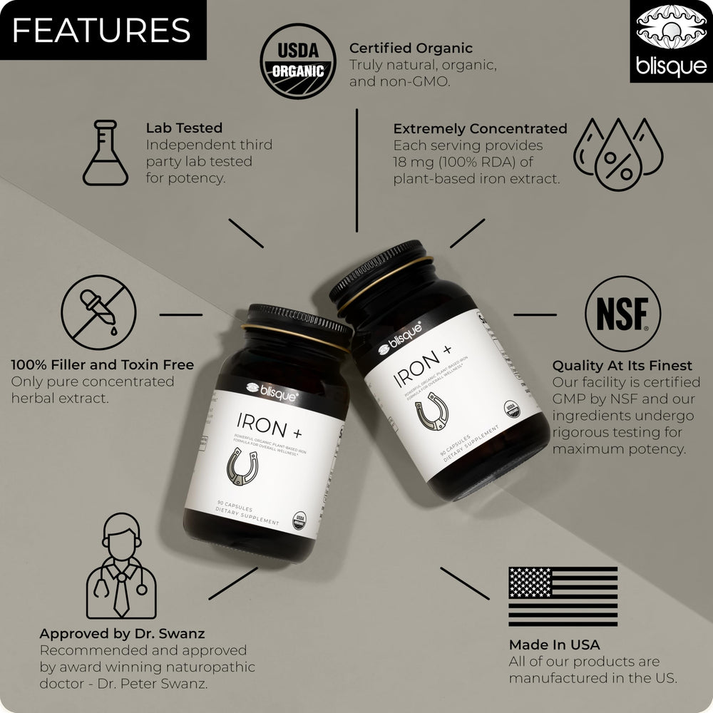 Blisque curry leaf extract bottle label emphasizing organic certification and natural sourcing