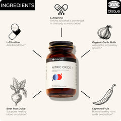 Blisque L-arginine cayenne beet combo label emphasizes herbal synergy.