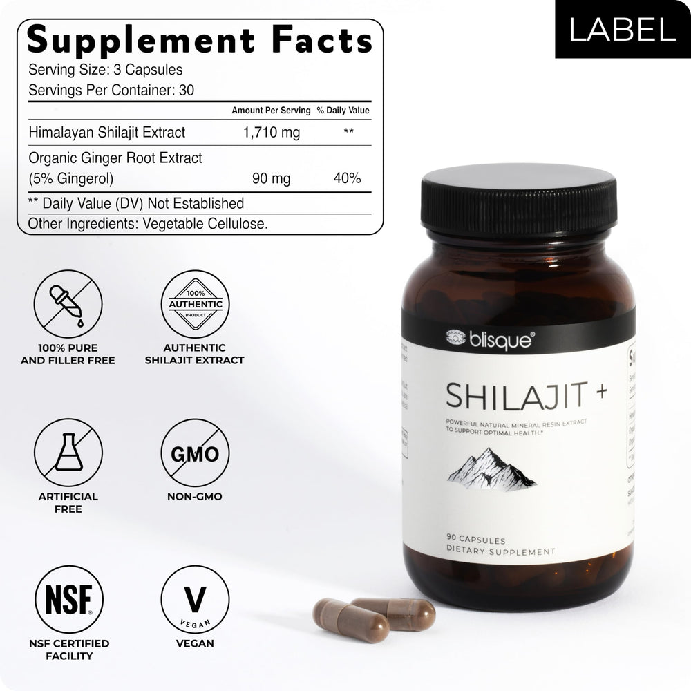 Blisque Shilajit capsules dosage info for daily use.