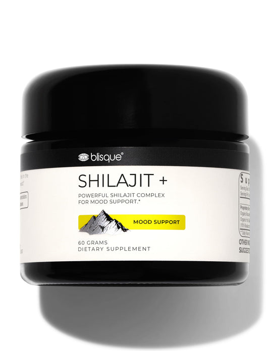Blisque Shilajit resin bottle hero for mood support and natural energy.