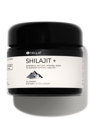 Blisque Shilajit resin bottle pour highlights purity and energy support.