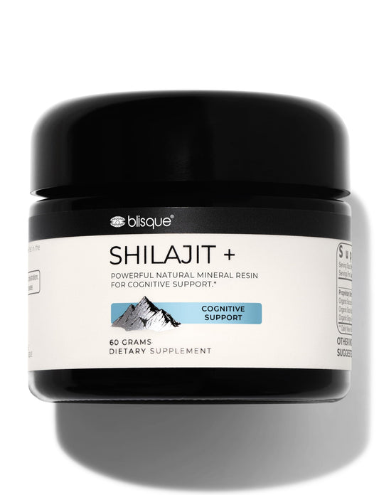 Blisque Shilajit resin bottle showcases authentic Himalayan resin for daily wellness support.
