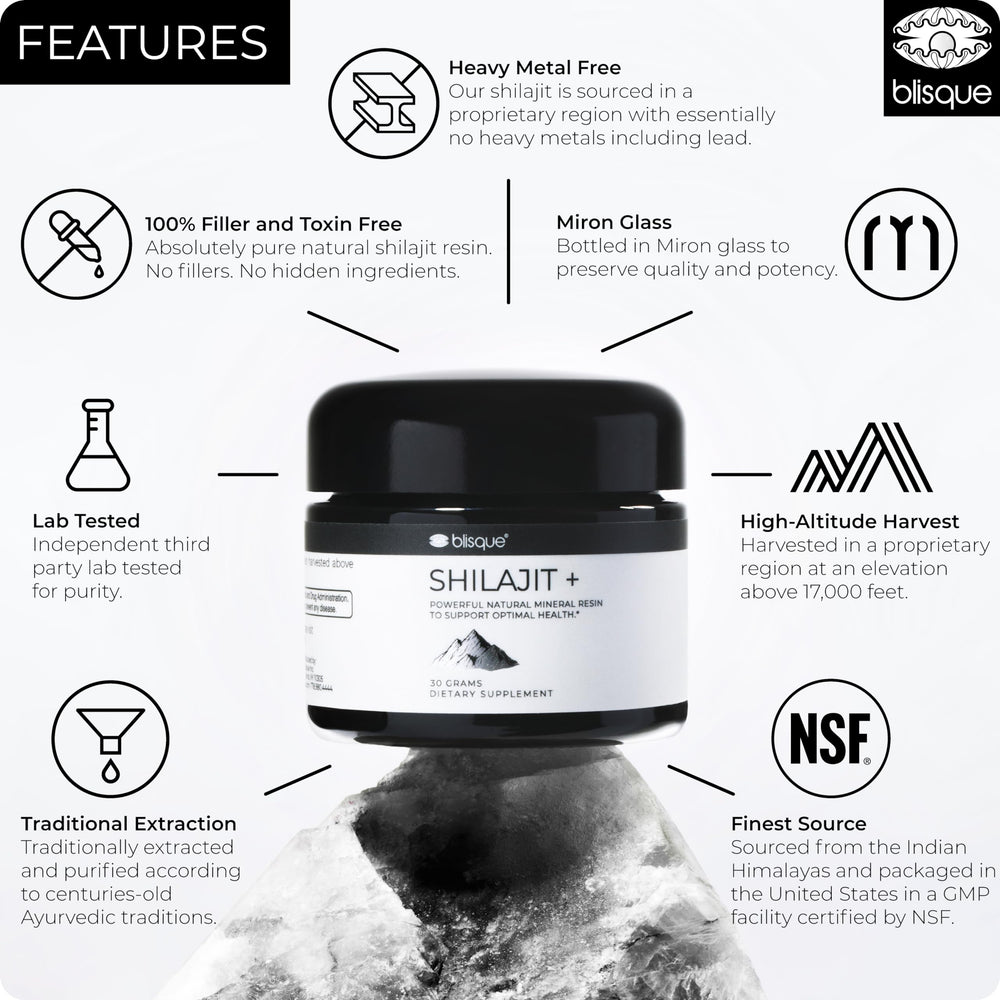 Blisque Shilajit resin scoop emphasizes precise dosing for consistent use.