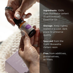 Bliss by Patricia sustainable sourcing display; ethically sourced and vegan essential oil.
