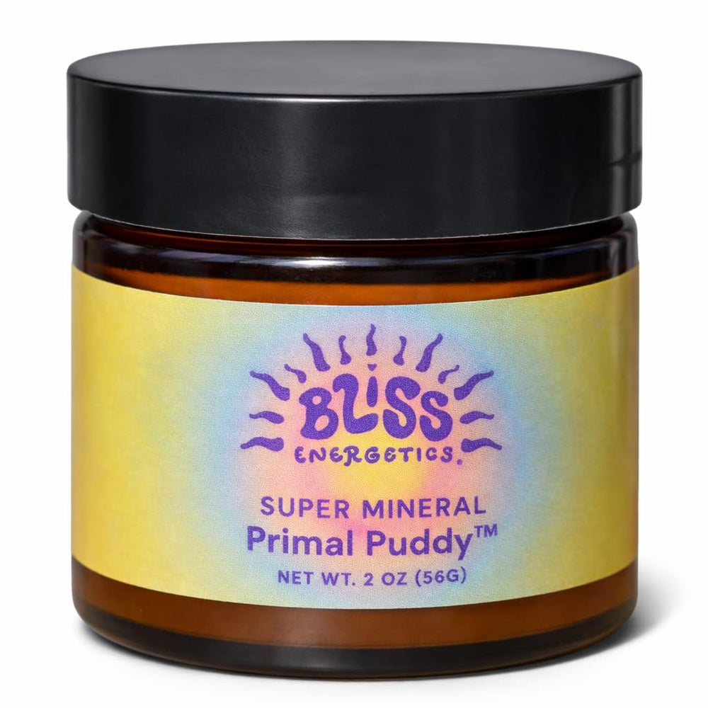 Bliss Energetics Primal Puddy packaging highlights natural, preservative-free formula.