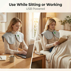 Blixno USB-powered heating wrap connected to power source for flexible use.