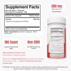 Bloofah bottle close-up highlighting 180 capsules for long-term use.