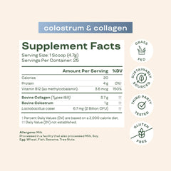 Bloom Nutrition bovine colostrum powder with grass-fed collagen peptides for healthier hair and skin
