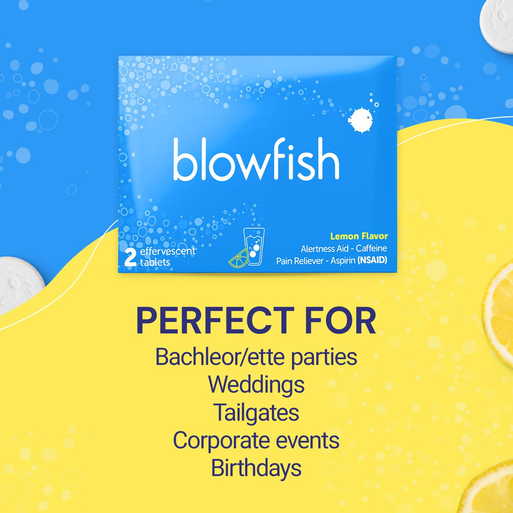 Blowfish energy and hydration boost after a late-night celebration.