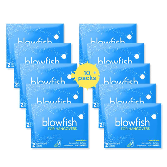 Blowfish hangover envelopes packaging, a stylish party favor for guests.