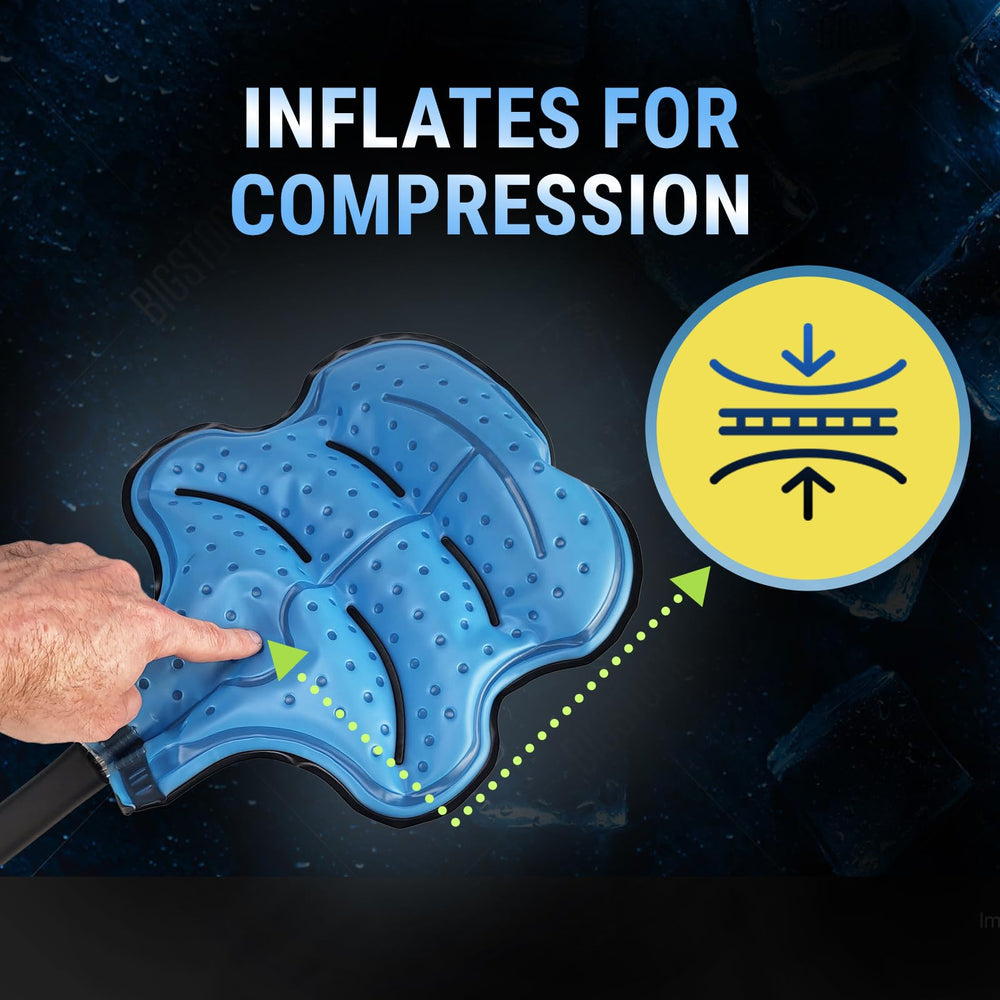 Blue Cube air compression action demonstrates enhanced cooling with a gentle massage effect.