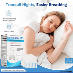 Blue Echo Care NebuClear MD unit-dose vials enable clean, portable treatment.