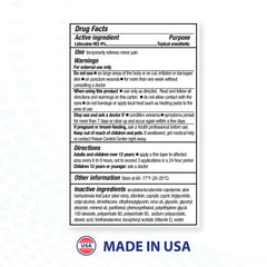 BLUE-EMU lidocaine pain relief cream in a bathroom cabinet for easy access.
