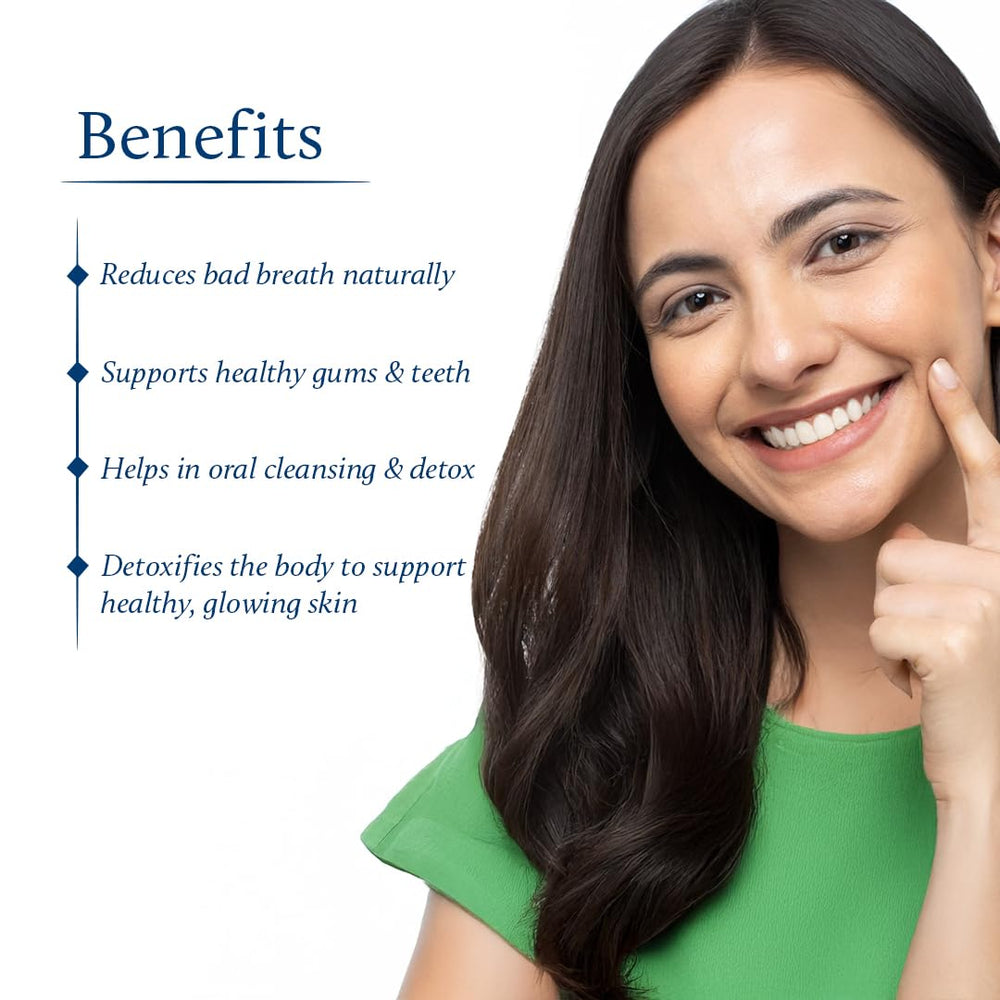 Blue Nectar Cardamom Mint Oil Pulling mint leaf closeup shows natural extraction and flavor.