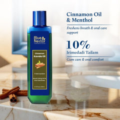 Blue Nectar Cinnamon Oil ingredients close-up highlights aroma and blend.
