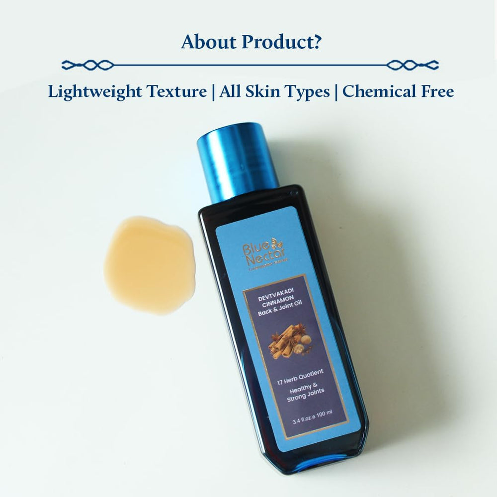 Texture of Blue Nectar oil as it absorbs into skin