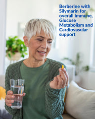 Blue Organix berberine capsules image showcases vegan capsules for natural, GMO-free supplementation.