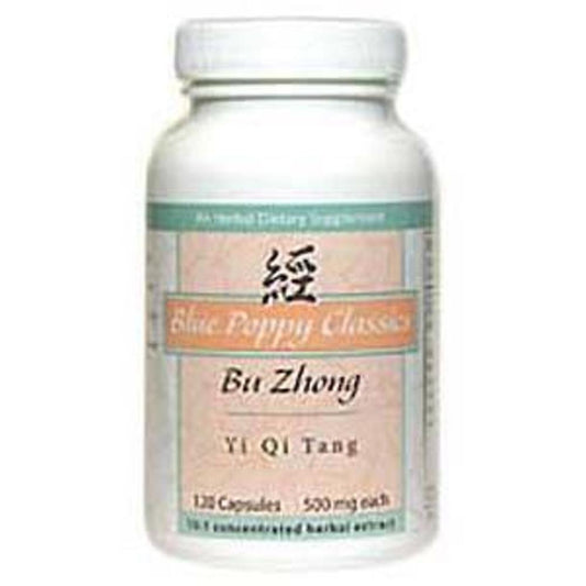 Blue Poppy Bu Zhong Yi Qi Tang bottle label highlights herbal blend for daily energy