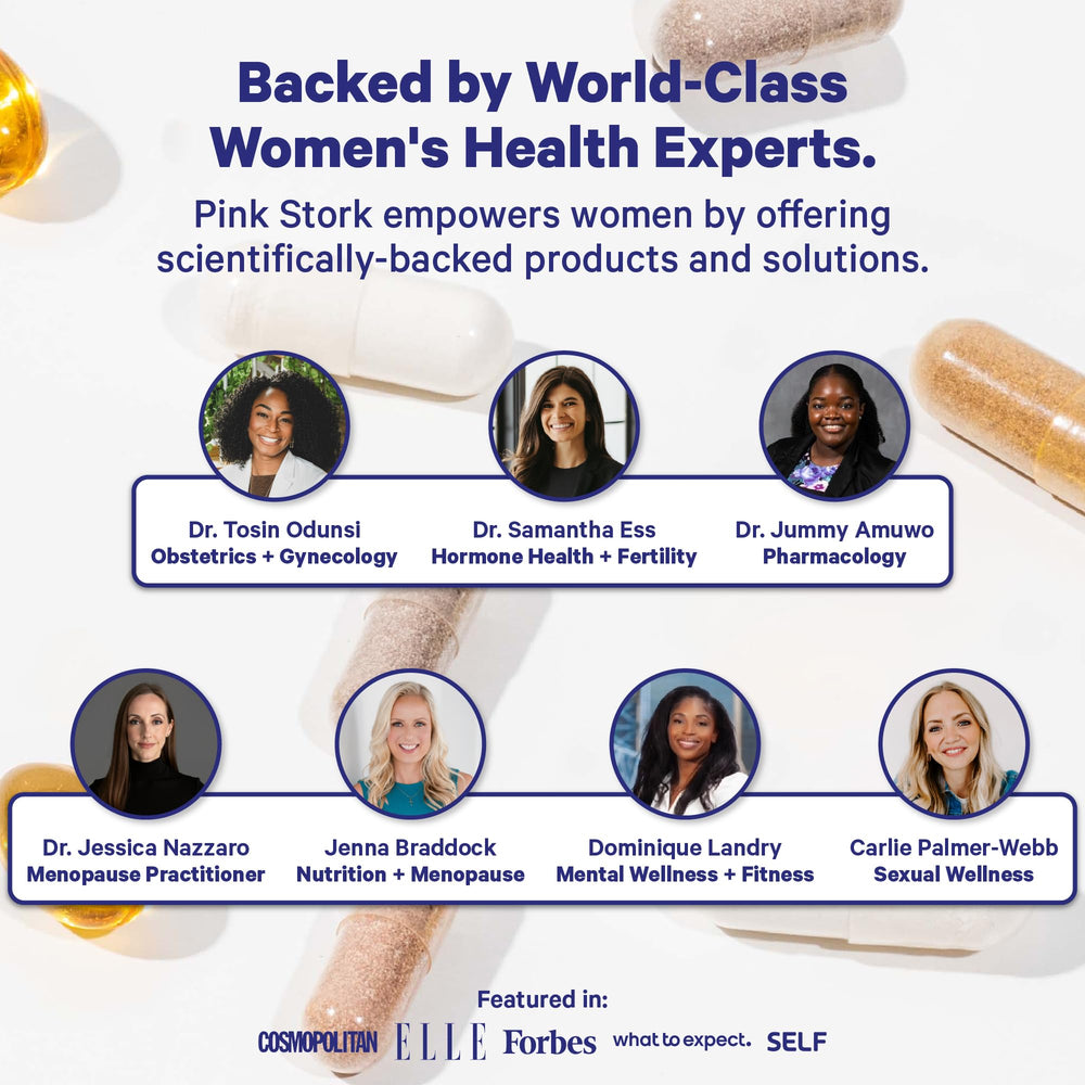 Blue Stork Fertility Gummies ingredients close-up showing folic acid and inositol.