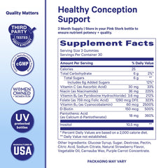 Blue Stork Fertility Gummies ingredient blend highlighting essential nutrients.