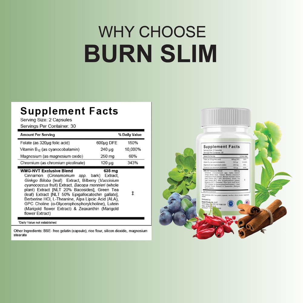 BLUE VIBE Burn Slim Pro 2-pack box showing value and routine.