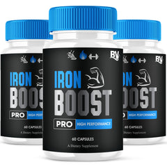 Blue Vibe Iron Boost Pro bottle front with daily wellness focus