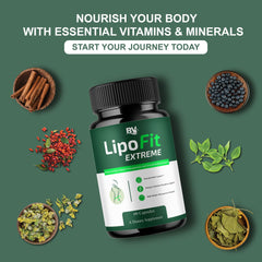 Blue Vibe Lipofit Extreme capsules poured for daily ritual.