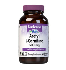 Bluebonnet Acetyl L-Carnitine 500 mg bottle front for daily energy support.
