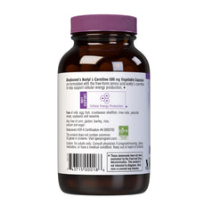Bluebonnet Acetyl L-Carnitine bottle side label showing free-form amino acid details.
