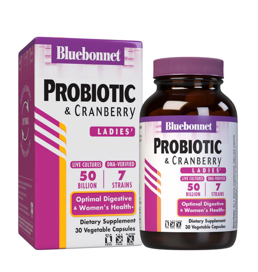 Bluebonnet Advanced Choice probiotic bottle showing 50B CFU for daily balance.