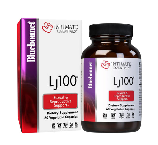 BlueBonnet Intimate Essentials LJ100 capsule close-up for daily wellness support.