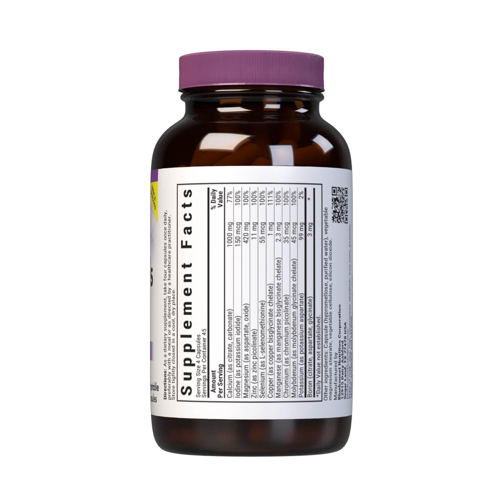 BlueBonnet Multi Minerals capsules with vegan, non-GMO, gluten-free labeling.