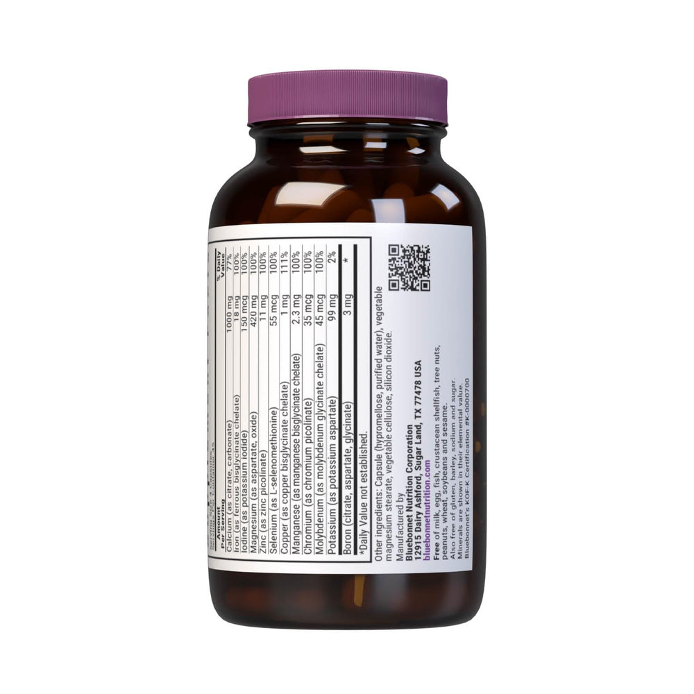 BlueBonnet Multiminerals capsules spilling from bottle suggest convenient daily servings.