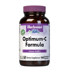 BlueBonnet Optimum C Formula bottle view with 1000 mg Vitamin C capsules for daily immune support.