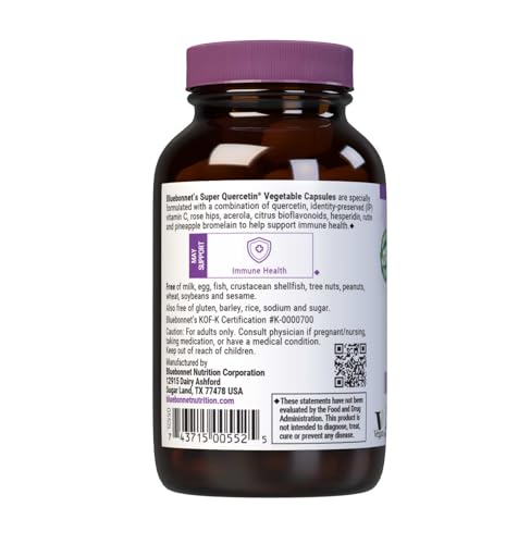 BlueBonnet Quercetin capsules close-up for vegan users.