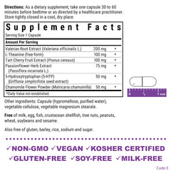 BlueBonnet Sleep Support label highlights vegan and gluten-free