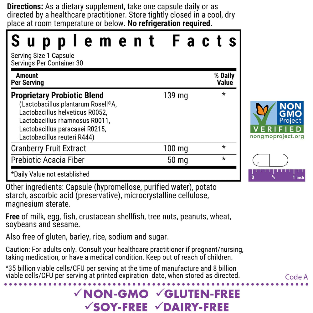 BlueBonnet Women's Probiotic capsule close-up highlights 35B CFU for gut balance.