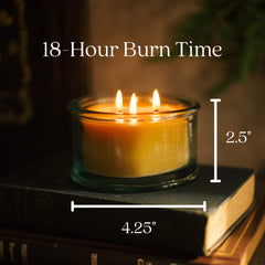 Bluecorn Beeswax 3-Wick Candle offers even burn and soft golden glow.