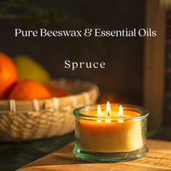 Bluecorn Beeswax 3-Wick Candle glows warmly with long burn for relaxed evenings