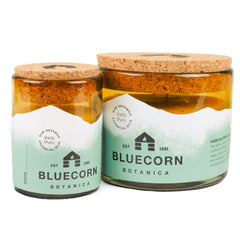 Closeup of spruce aroma from Bluecorn Beeswax candle for seasonal decor