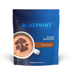 Blueprint Bryan Johnson Super Shroom Coffee bag highlights premium blend for steady focus