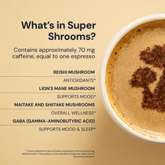Blueprint Bryan Johnson Super Shroom Coffee canister closeup conveys clean, low-acid formula
