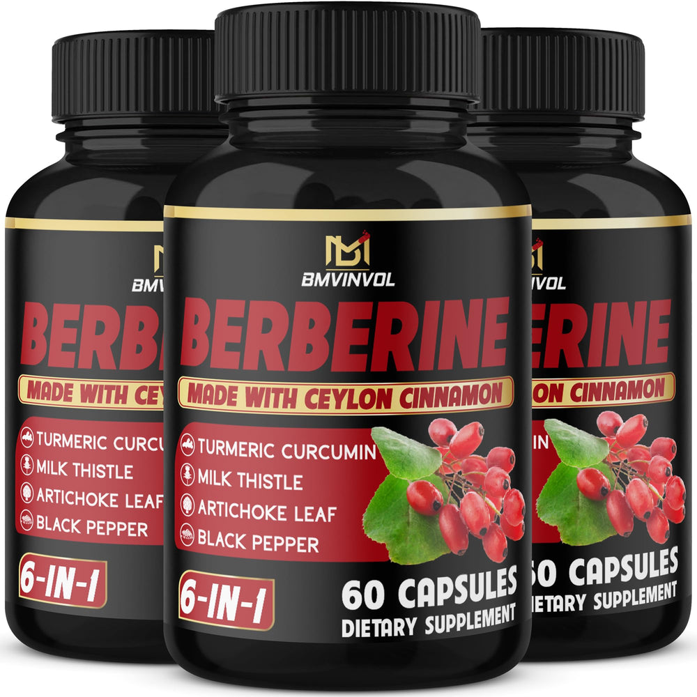 BMVINVOL Berberine 3-pack label on bottle for easy six-month supply
