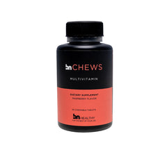 BNHealthy raspberry chewable vitamin bottle front for convenient daily nutrition