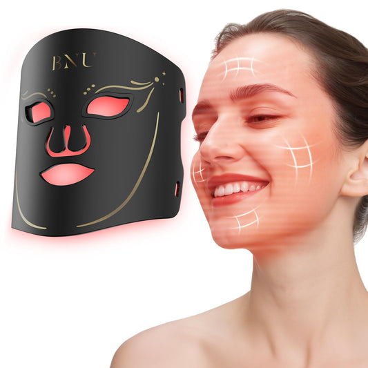 BNU wireless red light mask for facial care and at-home use, hands-free comfort.
