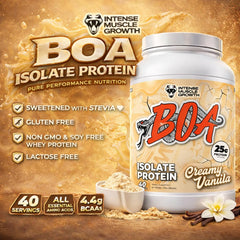 BOA Isolate Protein powder dissolving smoothly in water.