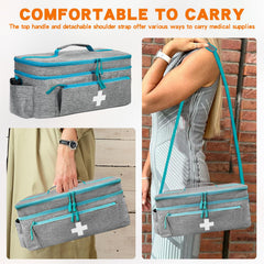 Boczif first aid kit bag front compartment with visible pocket and elastic loops.