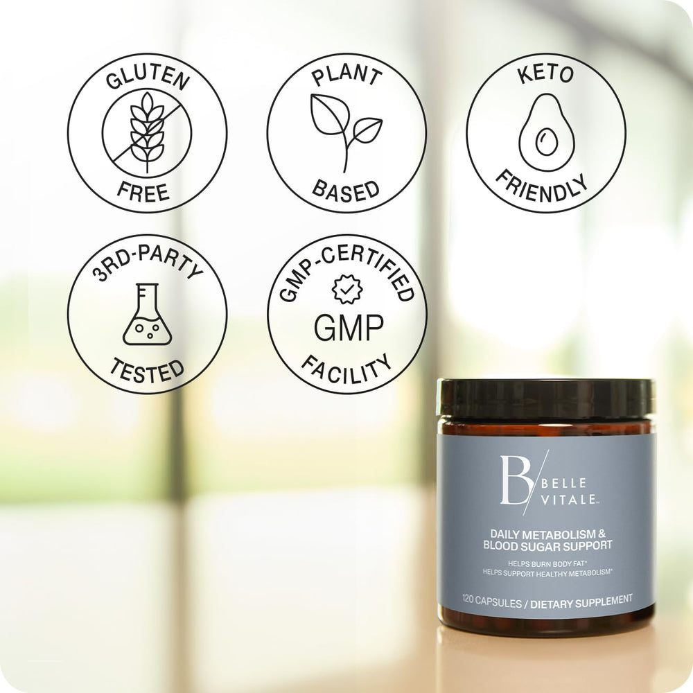 BODi Belle Vitale bottle cap and label for easy daily dosing.